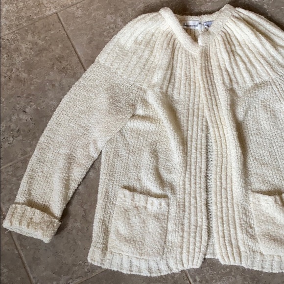 VINTAGE cream open nubby cardigan soft chunky boucle - Picture 3 of 10